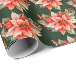 Papel De Regalo Elegantes Navidades de la Poinsettia Roja