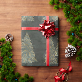 Papel De Regalo Elegantes Navidades de los Pinos de la Luz de la C