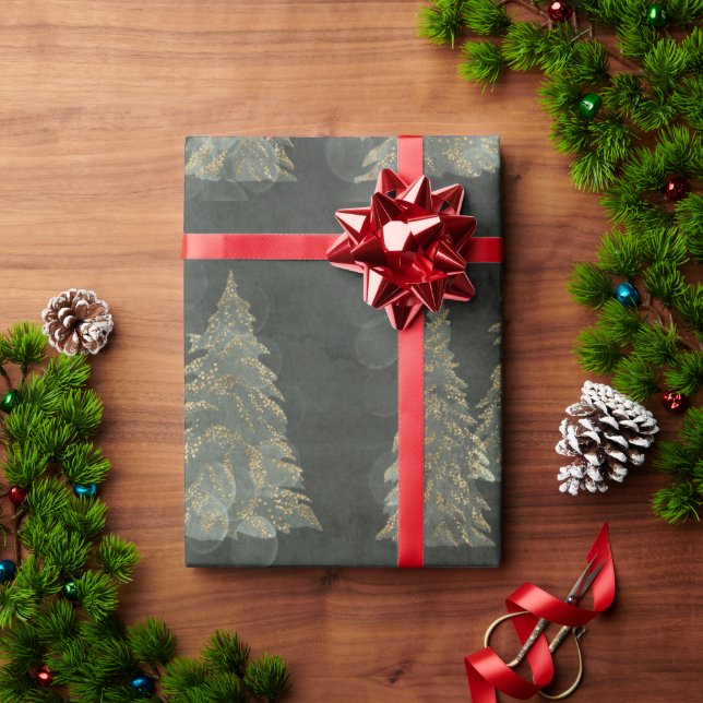 Papel De Regalo Elegantes Navidades de los Pinos de la Luz de la C (Regalo de vacaciones)