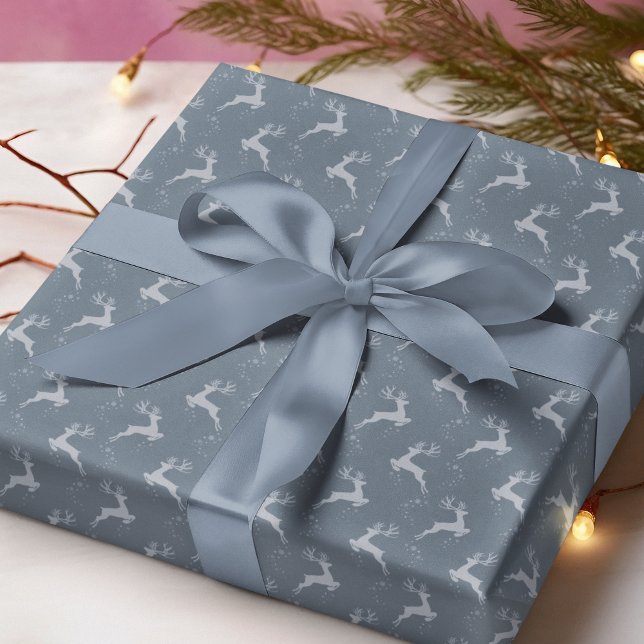 Papel De Regalo Elegantes Navidades de Monotone Blue Dusty Reindee (Subido por el creador)