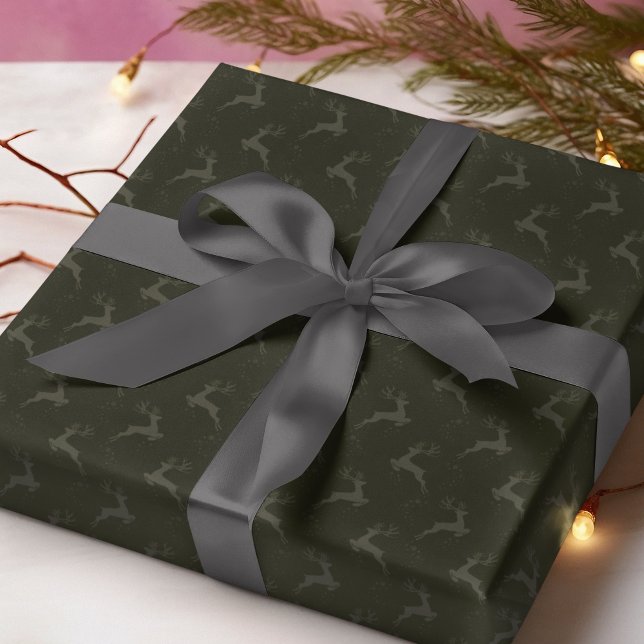 Papel De Regalo Elegantes Navidades de Monotone Verde Pino de Reno (Subido por el creador)