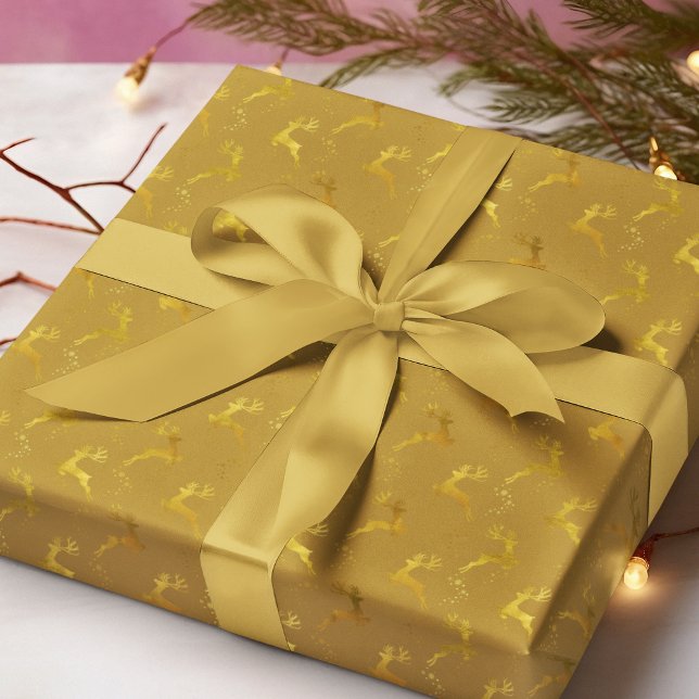 Papel De Regalo Elegantes Navidades de Mostaza de Ródulos de Oro (Subido por el creador)