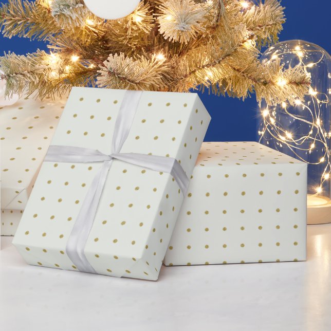Papel De Regalo Elegantes Navidades de oro con puntos de polka env (Vacaciones)