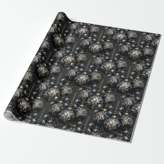 Papel De Regalo Elegantes Navidades de oro negro en baubles de luj