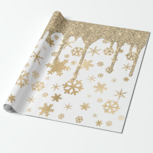 Papel De Regalo Elegantes Navidades de oro Patrón de copos de nie