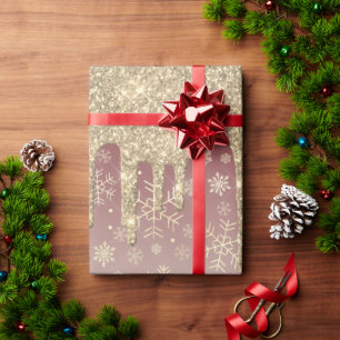 Papel De Regalo Elegantes Navidades de oro Patrón de copos de nie