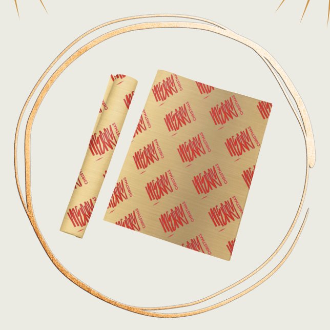 Papel De Regalo Elegantes Navidades de oro rojo moderno (Subido por el creador)