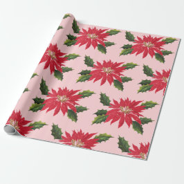 Papel De Regalo Elegantes Navidades de Poinsettia Vintage Flores r