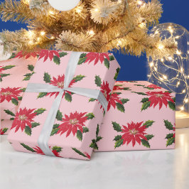 Papel De Regalo Elegantes Navidades de Poinsettia Vintage Flores r