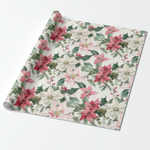 Papel De Regalo Elegantes Navidades de Poinsettias Rosa