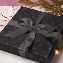 Papel De Regalo Elegantes Navidades de renos negros monotónicos