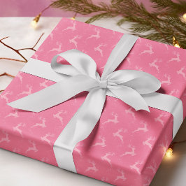 Papel De Regalo Elegantes Navidades de renos rosados monotónicos
