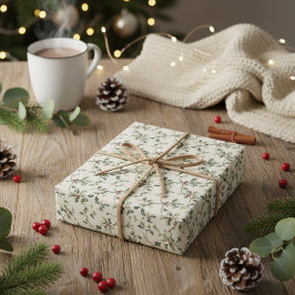 Papel De Regalo Elegantes Navidades de vacaciones de época Poinset