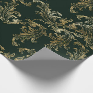 Papel De Regalo Elegantes Navidades de vacaciones de Green Brocade