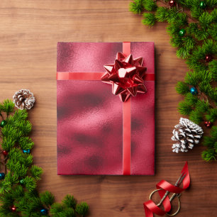 Papel De Regalo Elegantes Navidades de vacaciones de metal rojo
