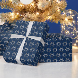 Papel De Regalo Elegantes Navidades del patrón de estrellas azul p