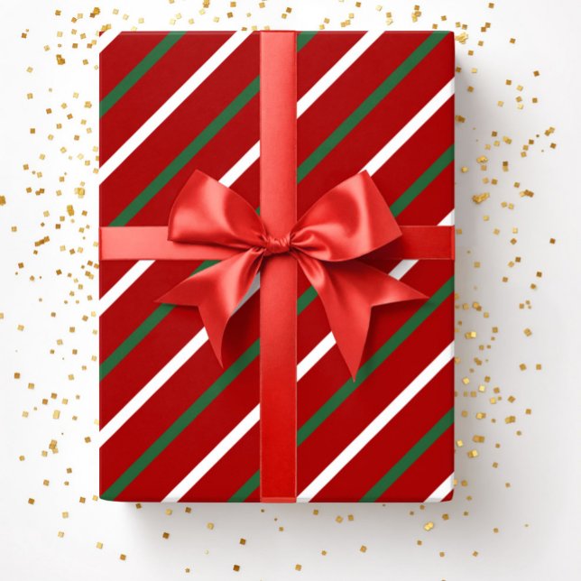 Papel De Regalo Elegantes Navidades del patrón de franjas rojas (Elegant Red Stripes Pattern Christmas Wrapping Paper)