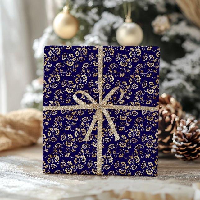 Papel De Regalo Elegantes Navidades del patrón de Relieve metaliza (Elegant Faux Gold Foil Pattern Christmas Wrapping Paper)