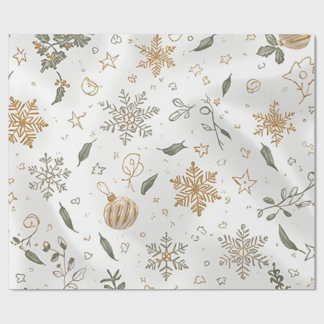 Papel De Regalo Elegantes Navidades dorados y blancos sin problema (Superficie plana)