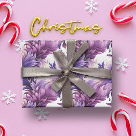 Papel De Regalo Elegantes Navidades dorados y morados de flores bo
