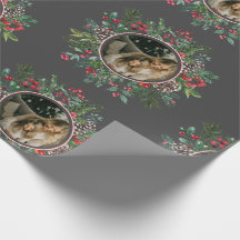 Elegantes Navidades envueltos con foto gris