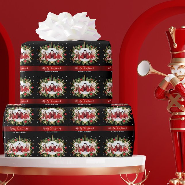 Papel De Regalo Elegantes Navidades Familia Foto Personalizado Roj (Subido por el creador)