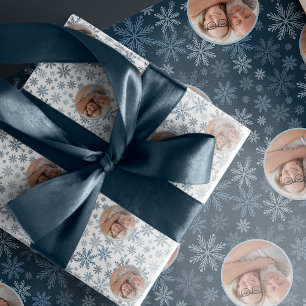 Papel De Regalo Elegantes Navidades fotográficos azules