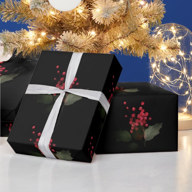 Papel De Regalo Elegantes Navidades Holly Berry Holiday (Vacaciones)