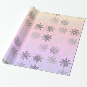 Papel De Regalo Elegantes Navidades holográficos de copos de niev