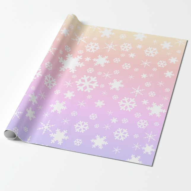 Papel De Regalo Elegantes Navidades holográficos de copos de nieve (Desenrollado)