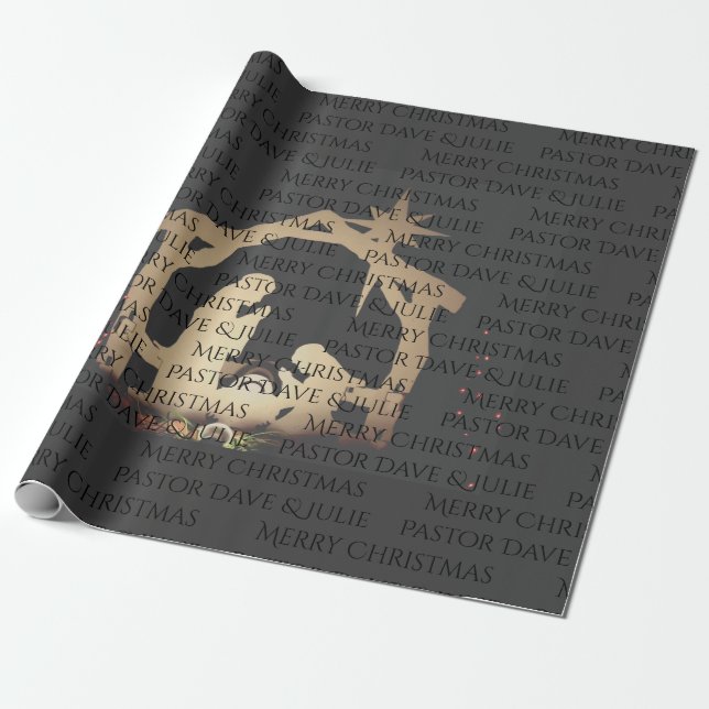 Papel De Regalo Elegantes Navidades Natividad Nombres (Desenrollado)