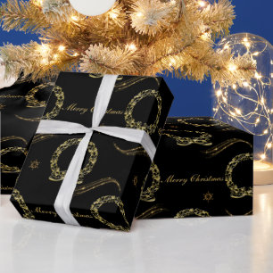 Papel De Regalo Elegantes Navidades negros y de oro