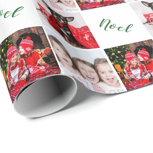 Papel De Regalo Elegantes Navidades Personalizados de Noel Collage (Esquina del rollo)