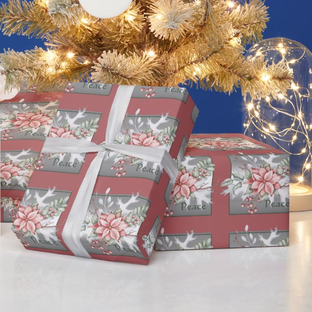 Papel De Regalo Elegantes Navidades personalizados de poinsettia d (Vacaciones)