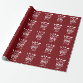 Papel De Regalo Elegantes Navidades Purpurina rojo "Feliz y brilla