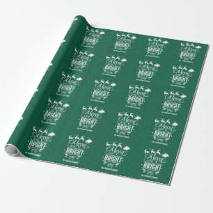 Papel De Regalo Elegantes Navidades Purpurina Verde "Feliz y brill