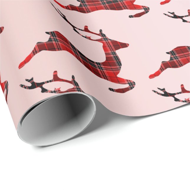 Papel De Regalo Elegantes Navidades Rosa de oro de búfalo de reno (Esquina del rollo)