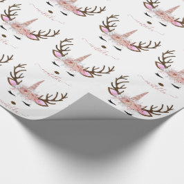 Papel De Regalo Elegantes Navidades rosa purpurina de oro unicorni