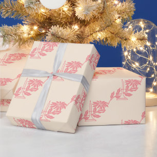 Papel De Regalo Elegantes Navidades rosados de época Vela Poinsett