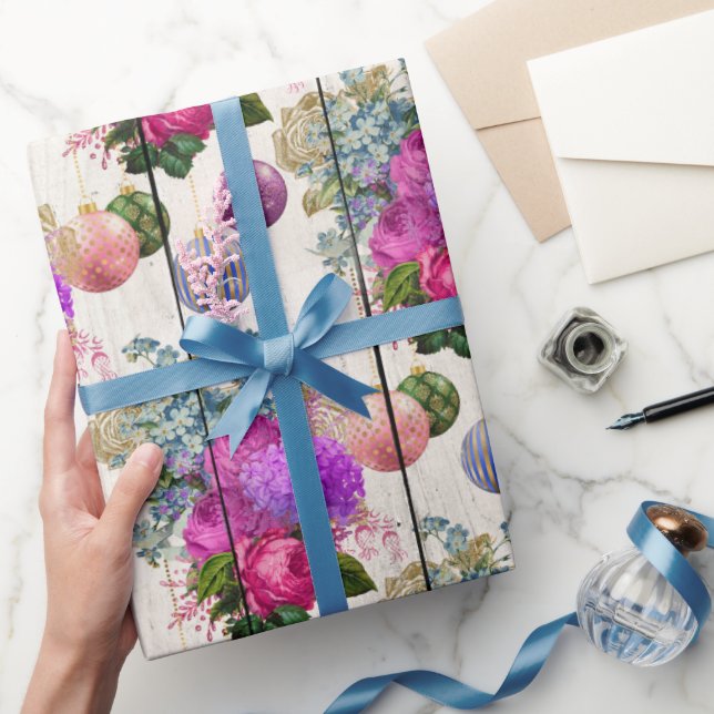 Papel De Regalo Elegantes Navidades rosados y violetas con motivos (Regalar)