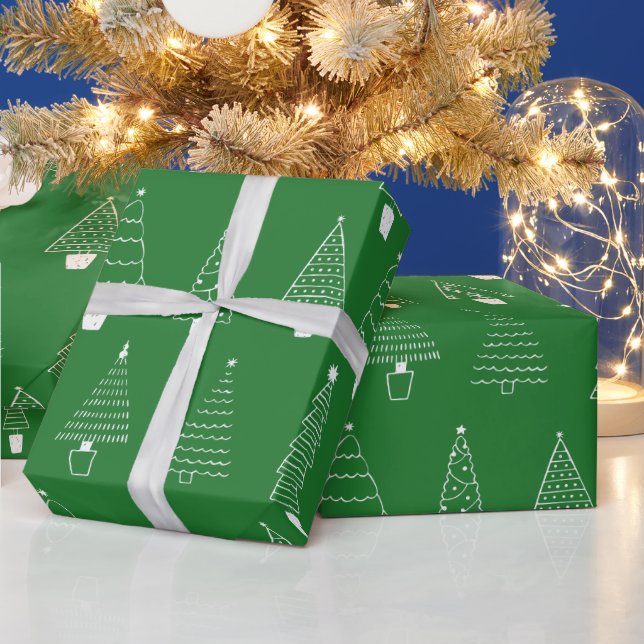 Papel De Regalo Elegantes Navidades verdes tradicionales pinos (Vacaciones)