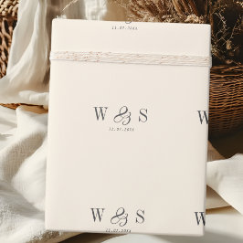 Papel De Regalo Elegantes parejas de bodas iniciales crema natural