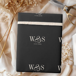 Papel De Regalo Elegantes parejas de bodas negros iniciales