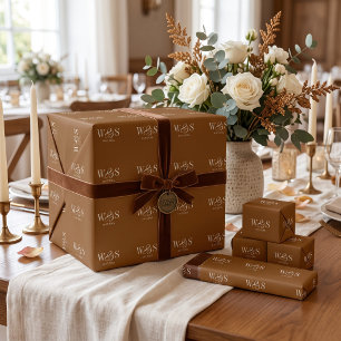 Papel De Regalo Elegantes parejas de novios iniciales de Chocolate