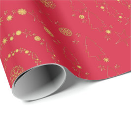 Papel De Regalo Elegantes Patrones de navidad de la manga roja dor