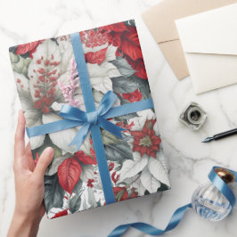 Papel De Regalo Elegantes poinsettias de Navidad
