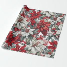 Papel De Regalo Elegantes poinsettias de Navidad