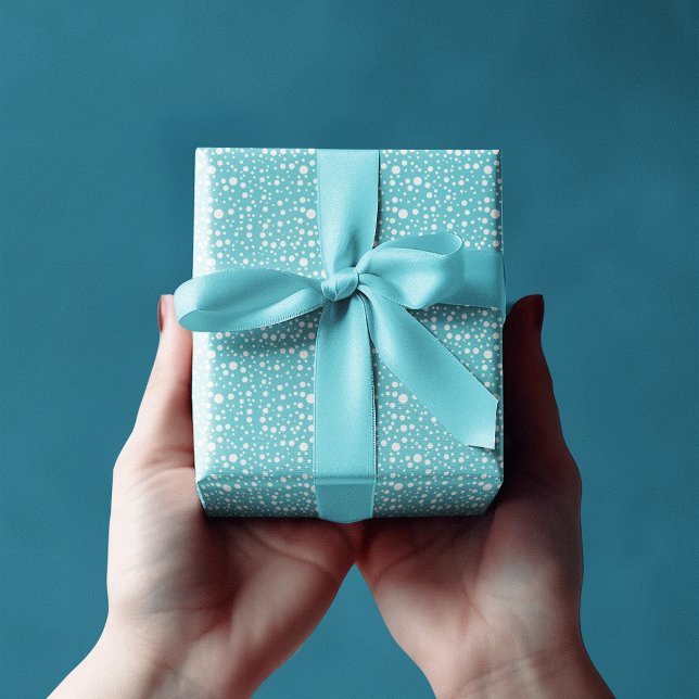 Papel De Regalo Elegantes puntos de polka blanco aleatorio azul (Subido por el creador)