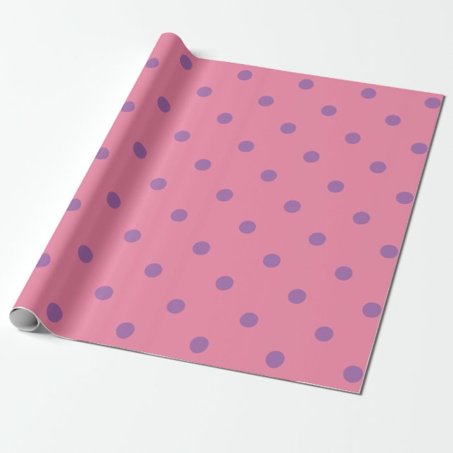 Papel De Regalo elegantes puntos de polka púrpura rosa (Desenrollado)
