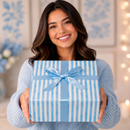 Papel De Regalo Elegantes rayas de acuarela azul Aqua